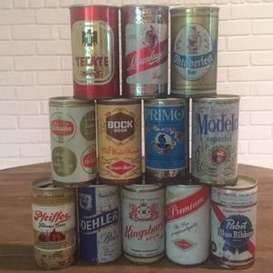 12 vintage beer cans (pull tab) empty